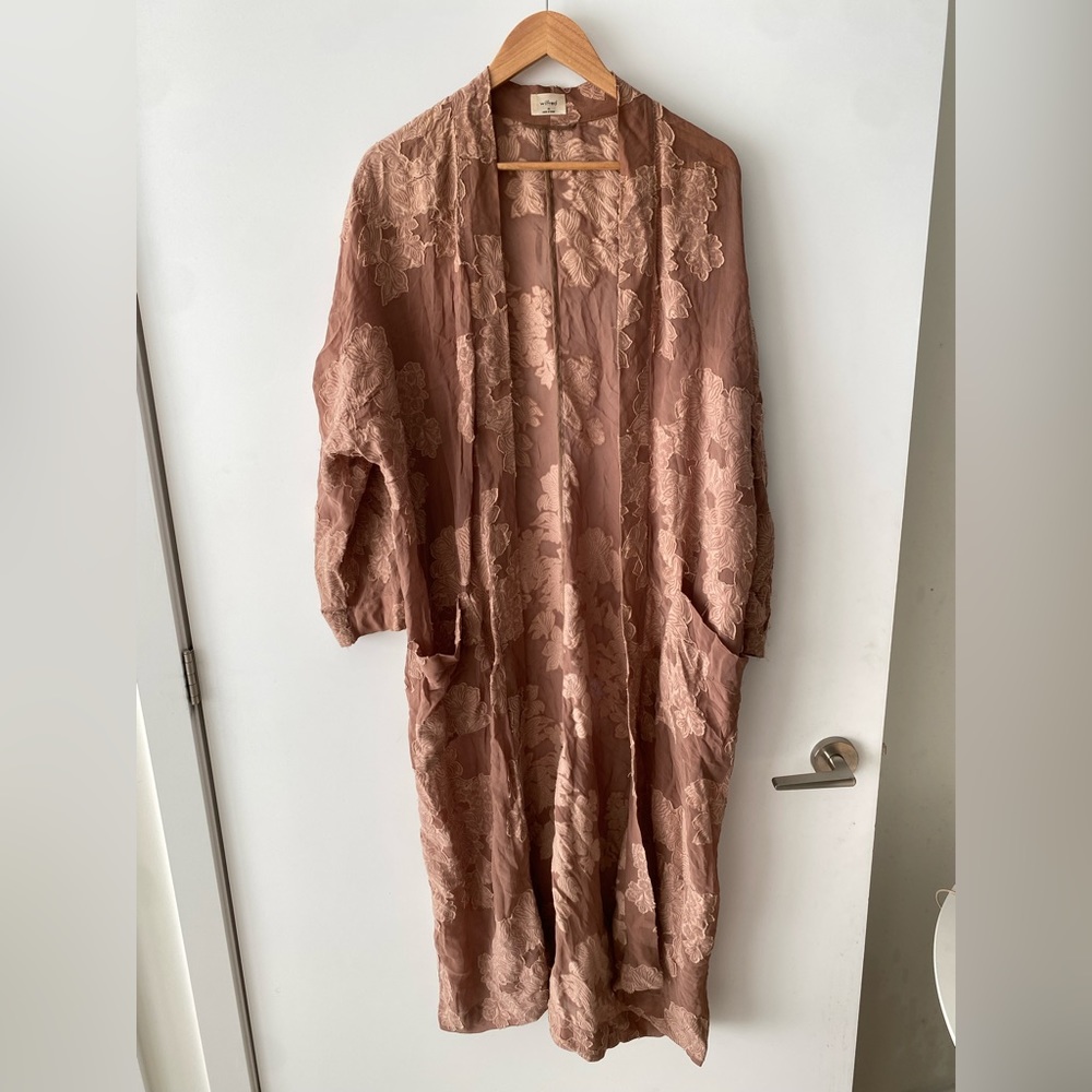 Wilfred Floral Kimono Jacket in Brown and Tan